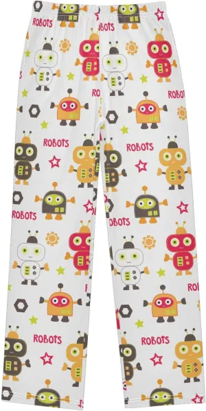 Pigsaly Boys' Pants Cute Robots Long Bottoms Mechanic Stars Jogger Pants Elastic Waist Trousers With Pockets S