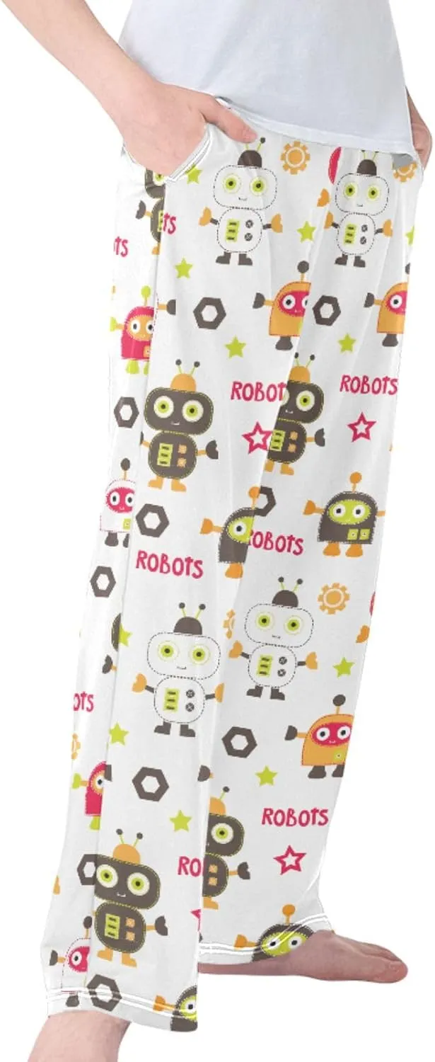Pigsaly Boys' Pants Cute Robots Long Bottoms Mechanic Stars Jogger Pants Elastic Waist Trousers With Pockets S