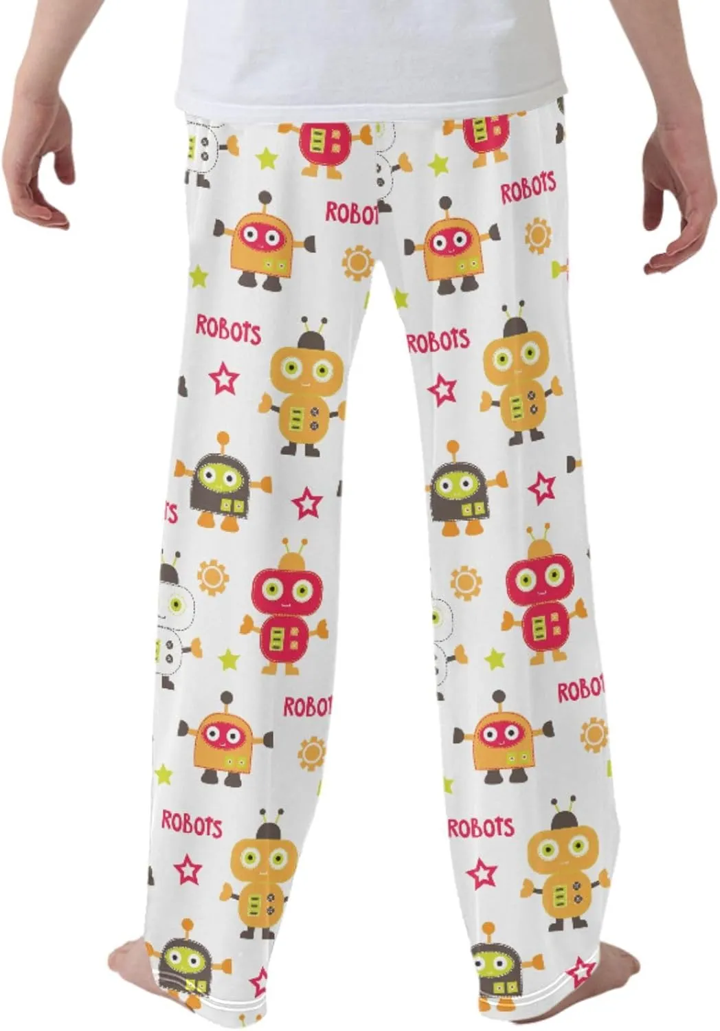 Pigsaly Boys' Pants Cute Robots Long Bottoms Mechanic Stars Jogger Pants Elastic Waist Trousers With Pockets S