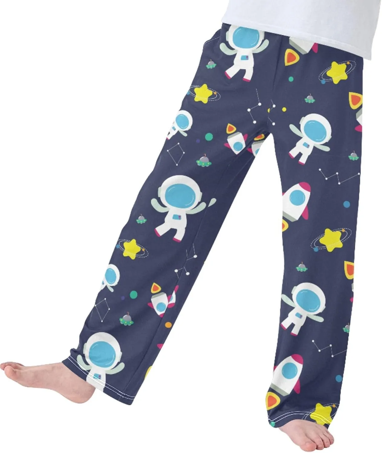 Pigsaly Boys' Pants Cute Rocket Galaxy Long Bottoms Astronaut Star Jogger Pants Elastic Waist Trousers with Pockets S