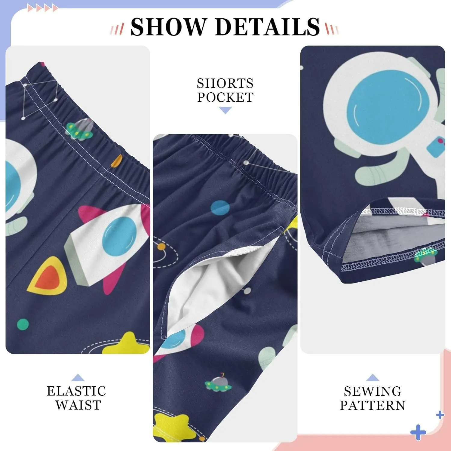 Pigsaly Boys' Pants Cute Rocket Galaxy Long Bottoms Astronaut Star Jogger Pants Elastic Waist Trousers with Pockets S