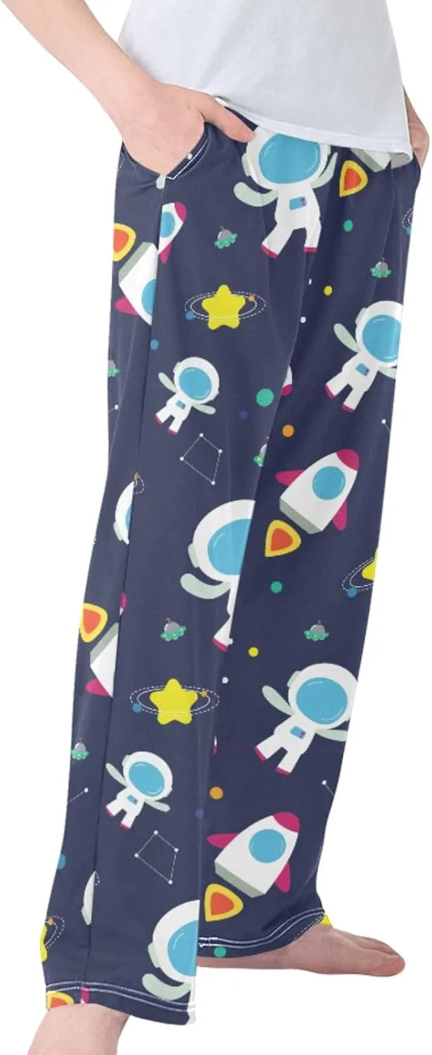 Pigsaly Boys' Pants Cute Rocket Galaxy Long Bottoms Astronaut Star Jogger Pants Elastic Waist Trousers with Pockets S