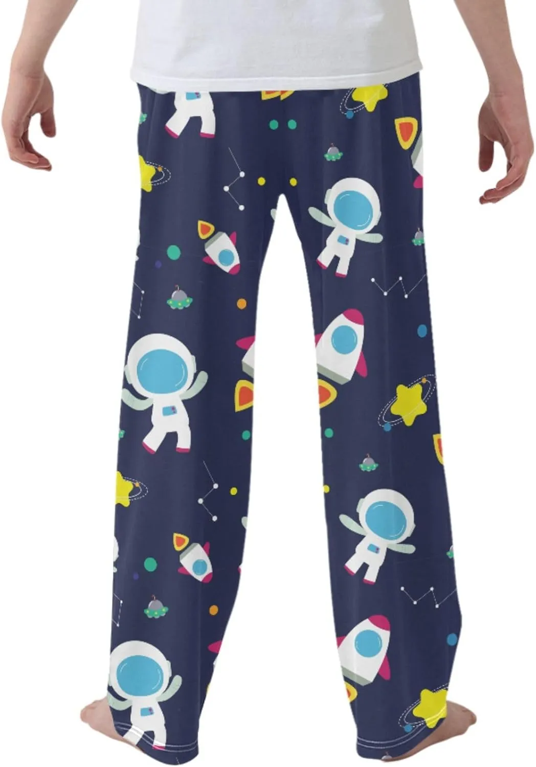 Pigsaly Boys' Pants Cute Rocket Galaxy Long Bottoms Astronaut Star Jogger Pants Elastic Waist Trousers with Pockets S