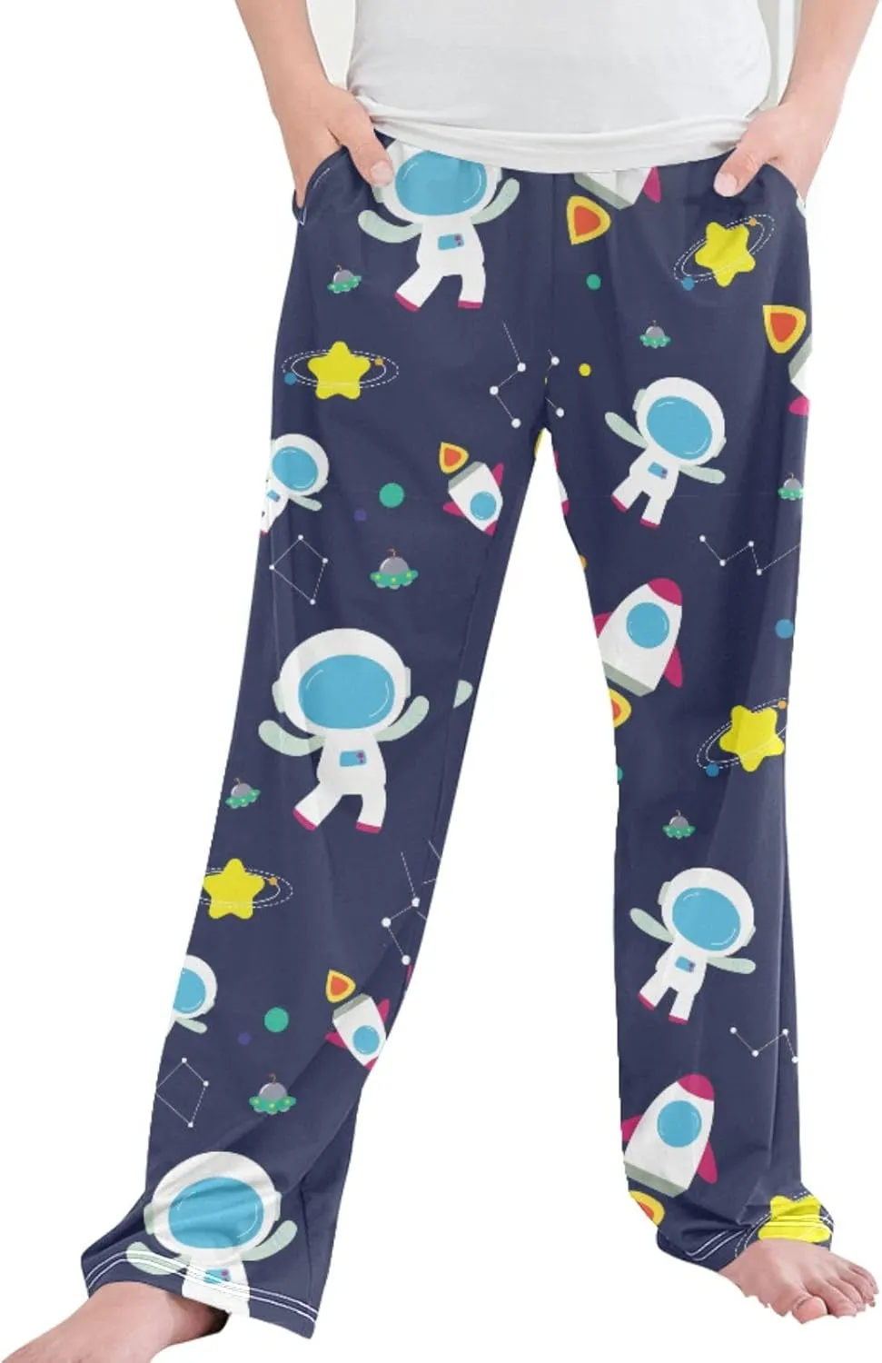 Pigsaly Boys' Pants Cute Rocket Galaxy Long Bottoms Astronaut Star Jogger Pants Elastic Waist Trousers with Pockets S