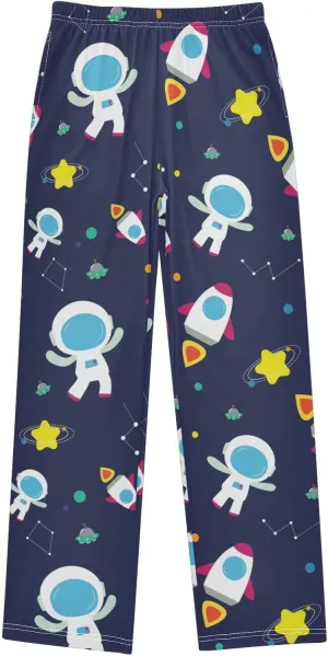 Pigsaly Boys' Pants Cute Rocket Galaxy Long Bottoms Astronaut Star Jogger Pants Elastic Waist Trousers with Pockets S