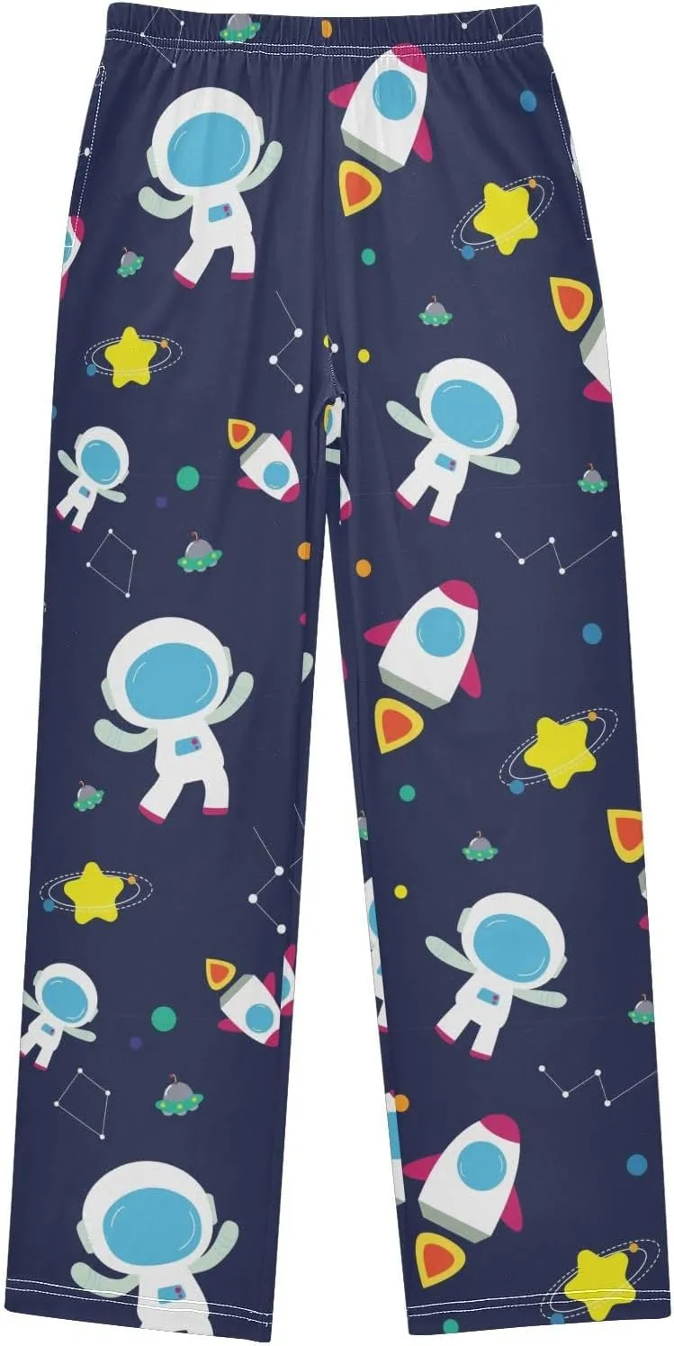 Pigsaly Boys' Pants Cute Rocket Galaxy Long Bottoms Astronaut Star Jogger Pants Elastic Waist Trousers with Pockets S