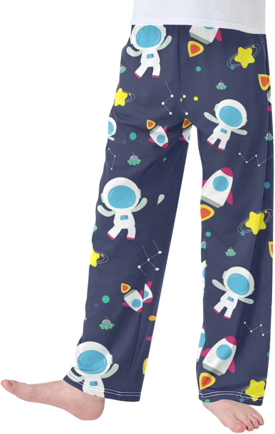 Pigsaly Boys' Pants Cute Rocket Galaxy Long Bottoms Astronaut Star Jogger Pants Elastic Waist Trousers with Pockets S