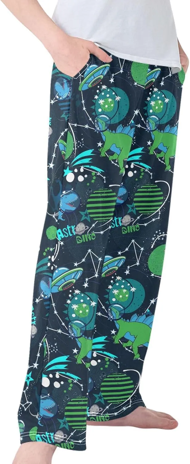 Pigsaly Boys' Pants Dinosaur Greeb Space Planet Long Bottoms Star UFO Jogger Pants Elastic Waist Trousers with Pockets S