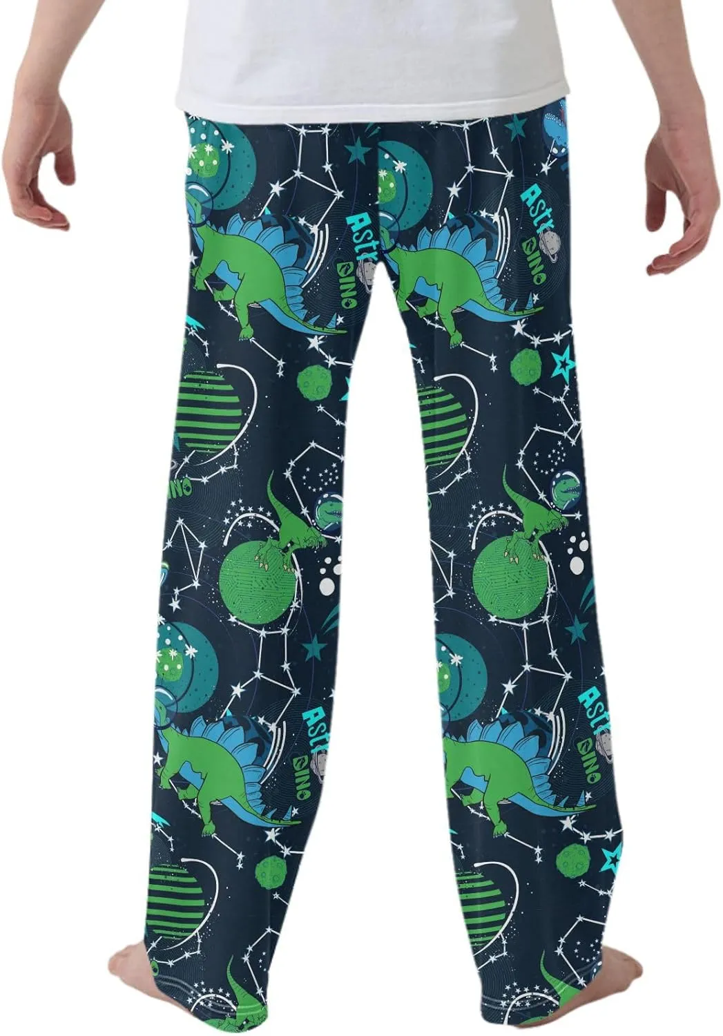 Pigsaly Boys' Pants Dinosaur Greeb Space Planet Long Bottoms Star UFO Jogger Pants Elastic Waist Trousers with Pockets S