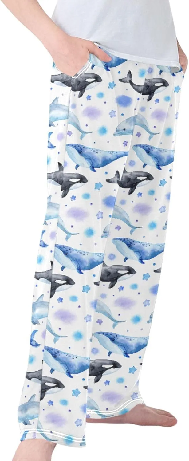 Pigsaly Boys' Pants Dolphin Killer Whale Long Bottoms Blue Whale Stars Jogger Pants Elastic Waist Trousers With Pockets S