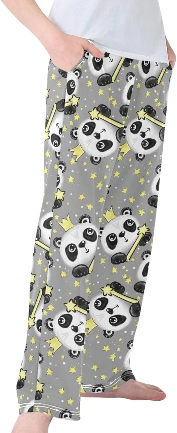 Pigsaly Boys' Pants Funny Cute Panda Long Bottoms Gold Crown Stars Jogger Pants Elastic Waist Trousers With Pockets S