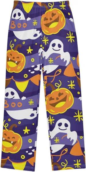 Pigsaly Boys' Pants Funny Halloween Pumpkin Ghost Long Bottoms Gold Stars Jogger Pants Elastic Waist Trousers Pockets S