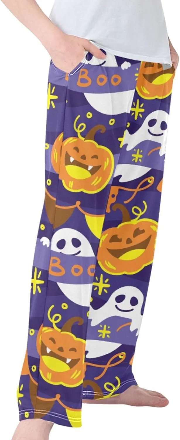 Pigsaly Boys' Pants Funny Halloween Pumpkin Ghost Long Bottoms Gold Stars Jogger Pants Elastic Waist Trousers Pockets S