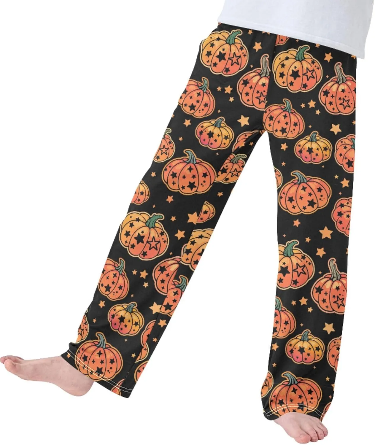 Pigsaly Boys' Pants Funny Halloween Pumpkins Stars Long Bottoms Cute Spooky Bats Jogger Pants Elastic Waist Trousers S