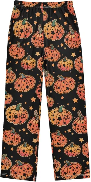 Pigsaly Boys' Pants Funny Halloween Pumpkins Stars Long Bottoms Cute Spooky Bats Jogger Pants Elastic Waist Trousers S