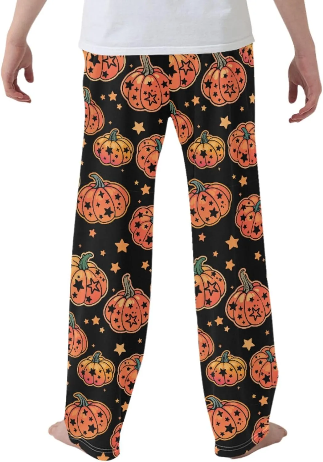 Pigsaly Boys' Pants Funny Halloween Pumpkins Stars Long Bottoms Cute Spooky Bats Jogger Pants Elastic Waist Trousers S