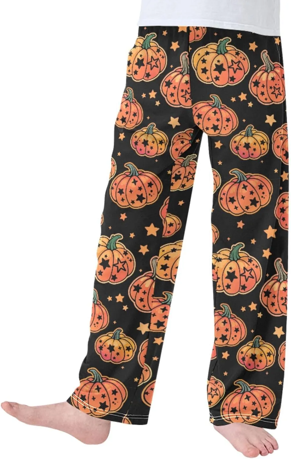 Pigsaly Boys' Pants Funny Halloween Pumpkins Stars Long Bottoms Cute Spooky Bats Jogger Pants Elastic Waist Trousers S
