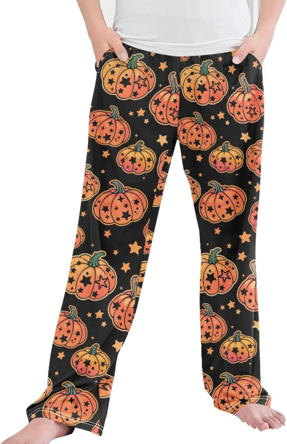 Pigsaly Boys' Pants Funny Halloween Pumpkins Stars Long Bottoms Cute Spooky Bats Jogger Pants Elastic Waist Trousers S