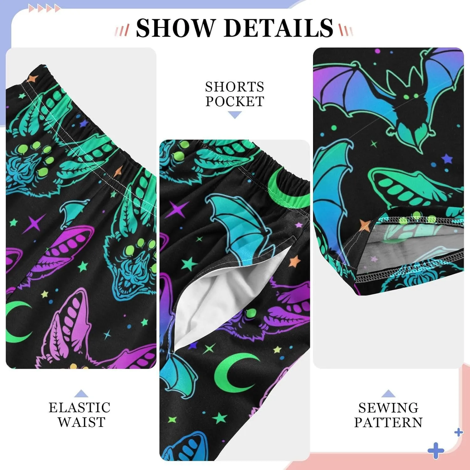 Pigsaly Boys' Pants Galaxy Bright Bats Long Bottoms Glitter Star Moon Jogger Pants Elastic Waist Trousers with Pockets S