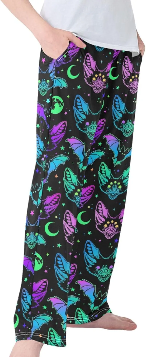 Pigsaly Boys' Pants Galaxy Bright Bats Long Bottoms Glitter Star Moon Jogger Pants Elastic Waist Trousers with Pockets S