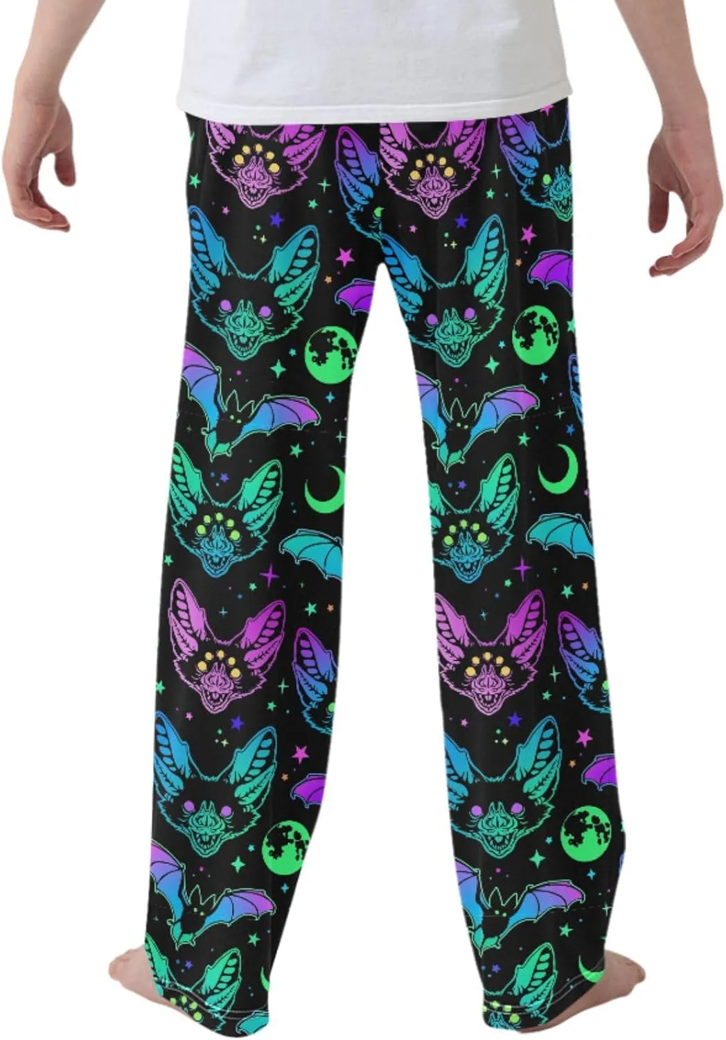 Pigsaly Boys' Pants Galaxy Bright Bats Long Bottoms Glitter Star Moon Jogger Pants Elastic Waist Trousers with Pockets S