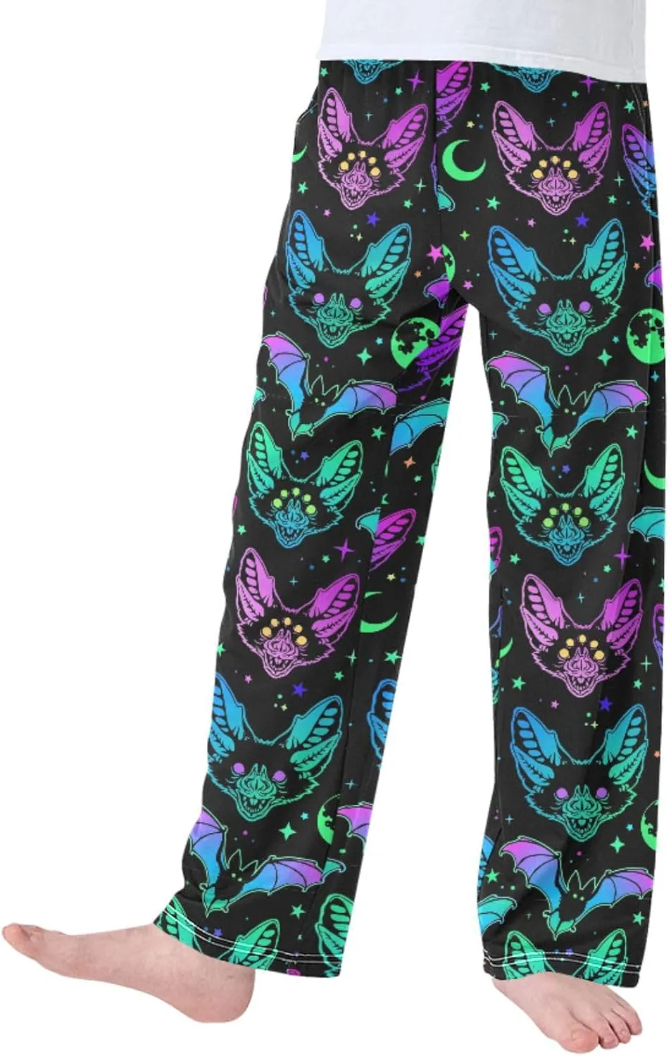 Pigsaly Boys' Pants Galaxy Bright Bats Long Bottoms Glitter Star Moon Jogger Pants Elastic Waist Trousers with Pockets S