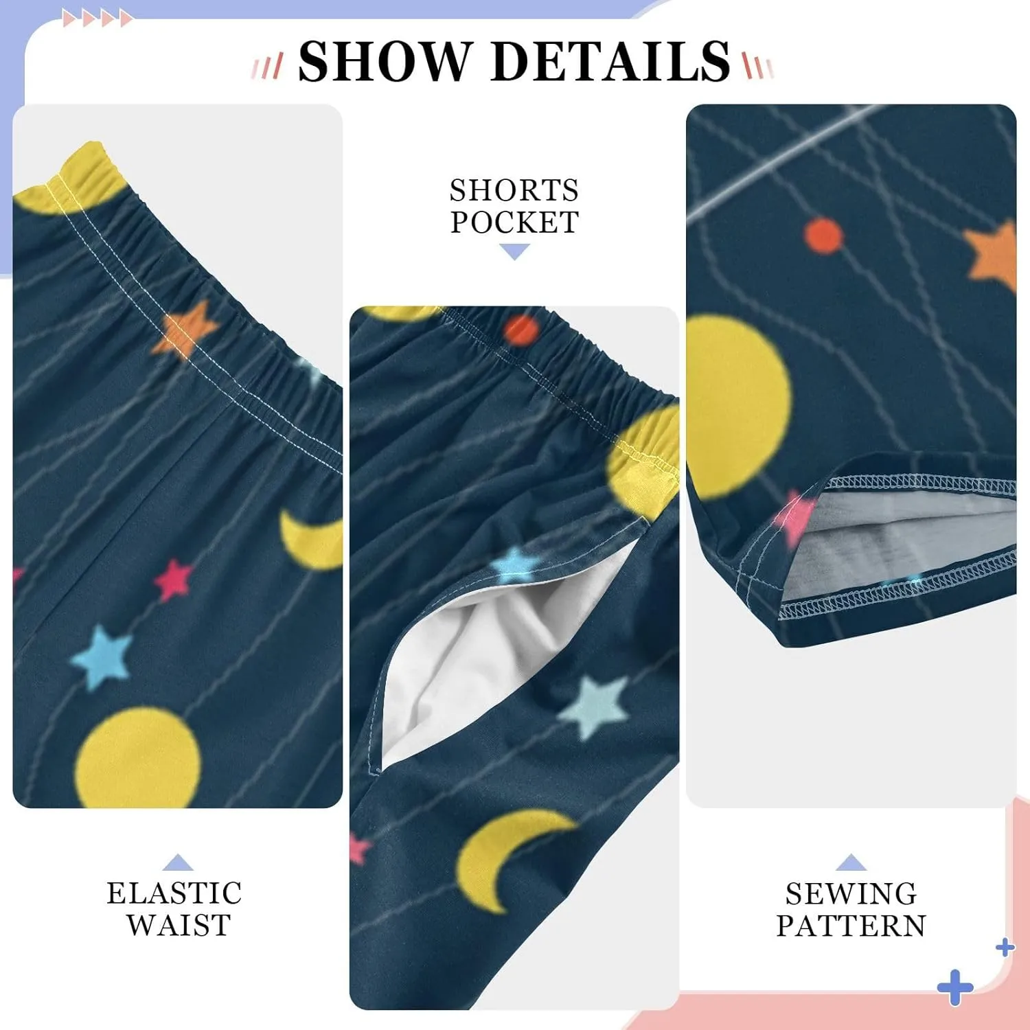 Pigsaly Boys' Pants Gold Moon Stars Long Bottoms Yellow Galaxy Jogger Pants Elastic Waist Trousers With Pockets S