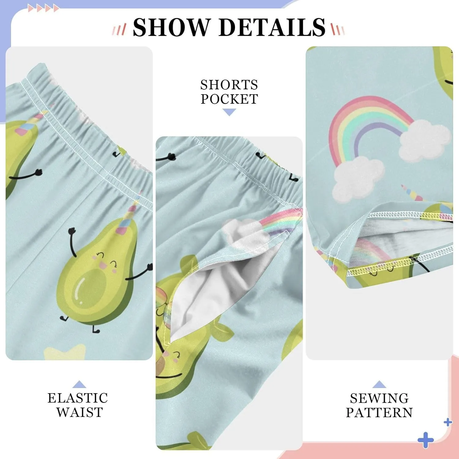 Pigsaly Boys' Pants Green Avocado Rainbow Long Bottoms Blue Heart Star Jogger Pants Elastic Waist Trousers With Pockets S