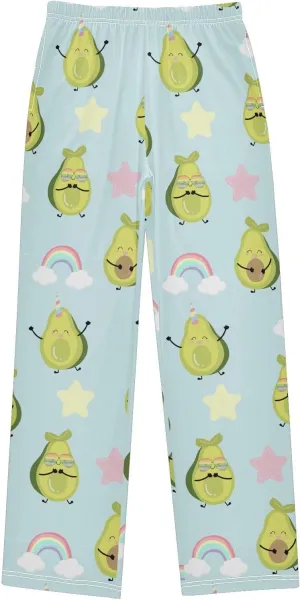 Pigsaly Boys' Pants Green Avocado Rainbow Long Bottoms Blue Heart Star Jogger Pants Elastic Waist Trousers With Pockets S