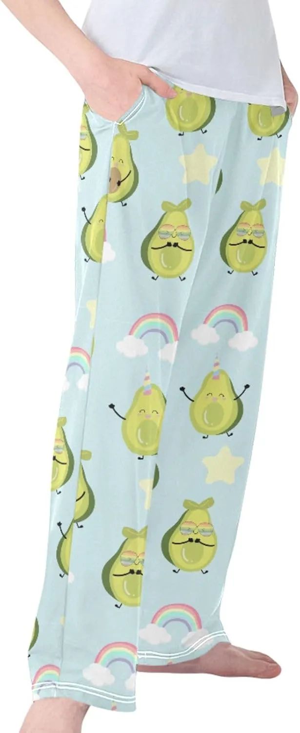 Pigsaly Boys' Pants Green Avocado Rainbow Long Bottoms Blue Heart Star Jogger Pants Elastic Waist Trousers With Pockets S