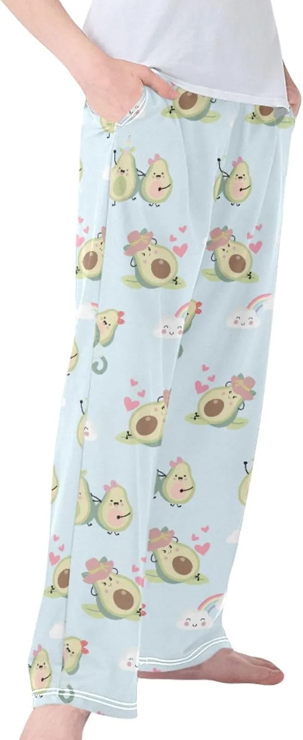 Pigsaly Boys' Pants Green Blue Avocado Long Bottoms Leaf Star Rainbow Jogger Pants Elastic Waist Trousers With Pockets S