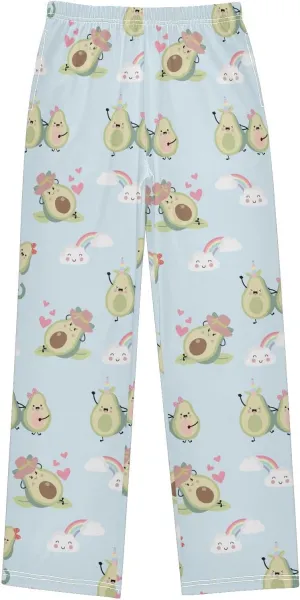 Pigsaly Boys' Pants Green Blue Avocado Long Bottoms Leaf Star Rainbow Jogger Pants Elastic Waist Trousers With Pockets S
