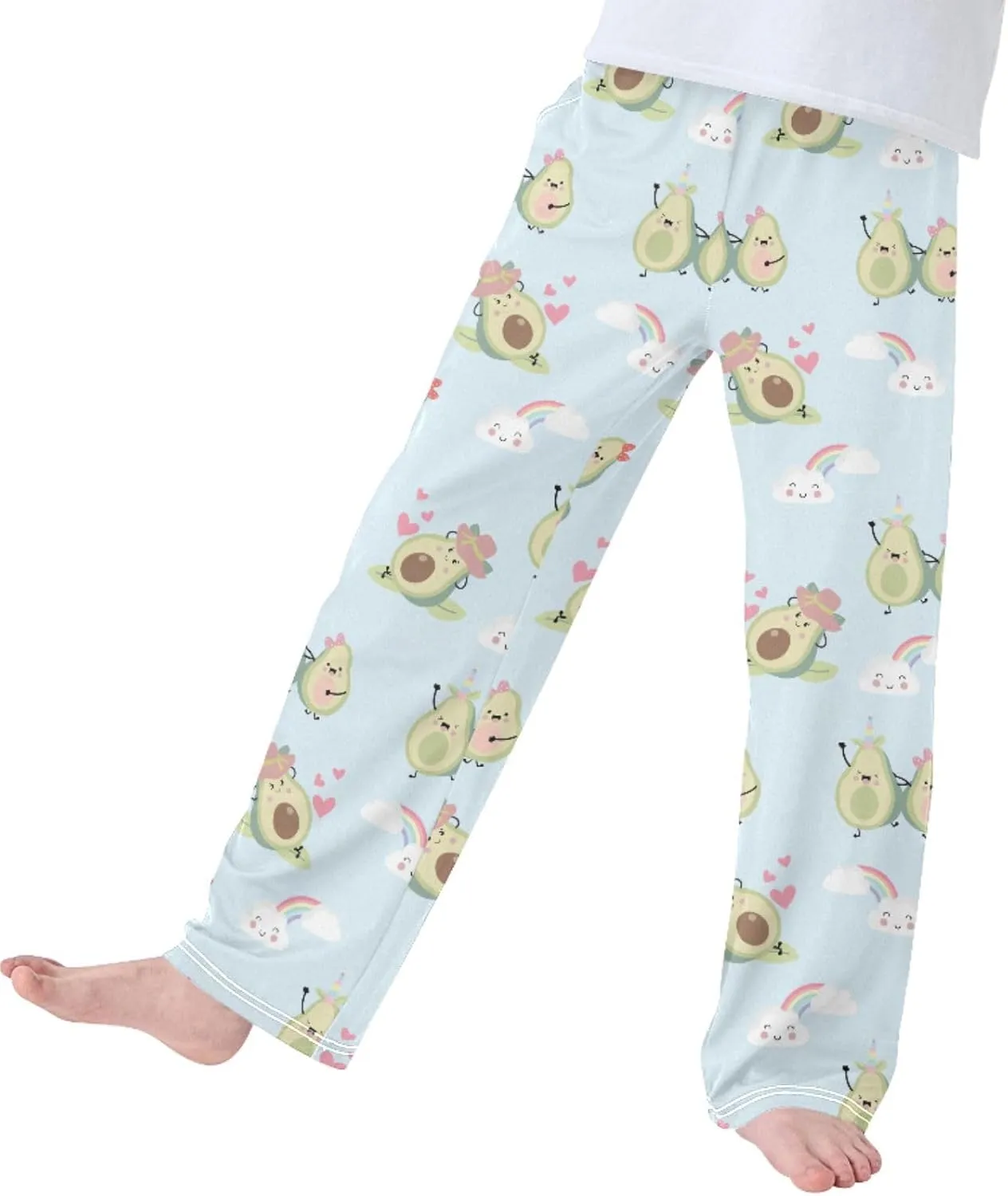Pigsaly Boys' Pants Green Blue Avocado Long Bottoms Leaf Star Rainbow Jogger Pants Elastic Waist Trousers With Pockets S