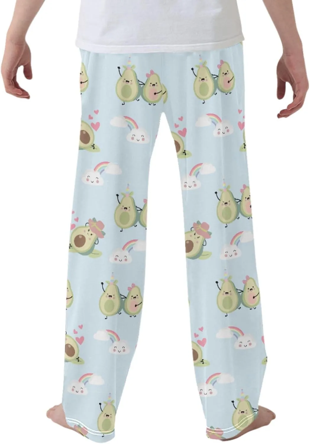 Pigsaly Boys' Pants Green Blue Avocado Long Bottoms Leaf Star Rainbow Jogger Pants Elastic Waist Trousers With Pockets S