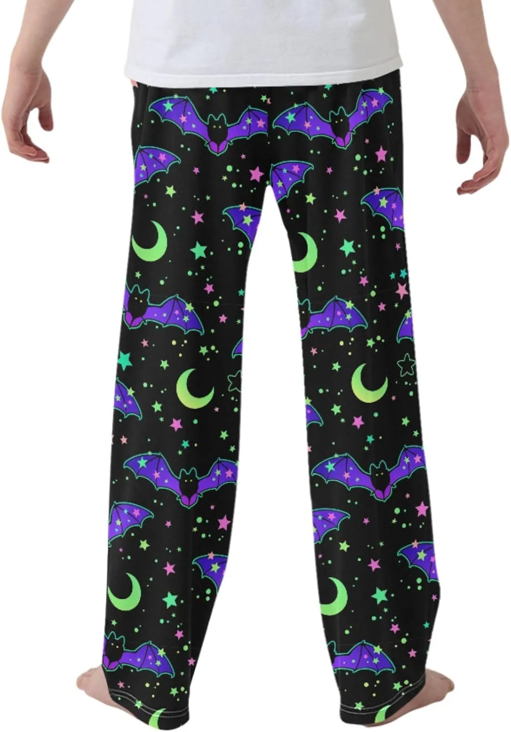 Pigsaly Boys' Pants Halloween Bats Stars Long Bottoms Starry Sky Moon Jogger Pants Elastic Waist Trousers S