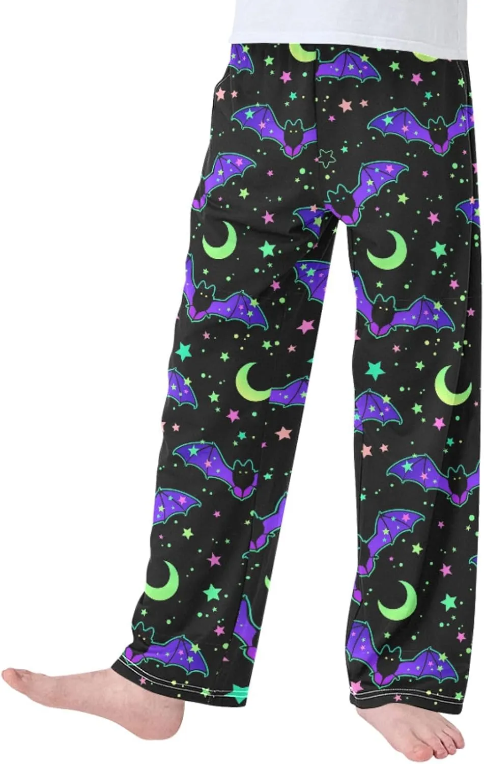 Pigsaly Boys' Pants Halloween Bats Stars Long Bottoms Starry Sky Moon Jogger Pants Elastic Waist Trousers S