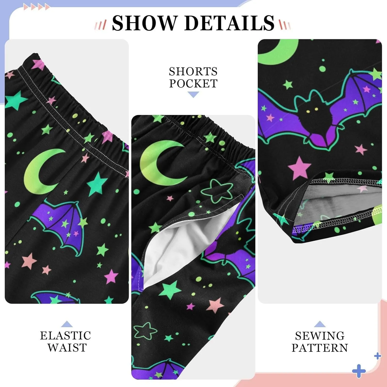 Pigsaly Boys' Pants Halloween Bats Stars Long Bottoms Starry Sky Moon Jogger Pants Elastic Waist Trousers S