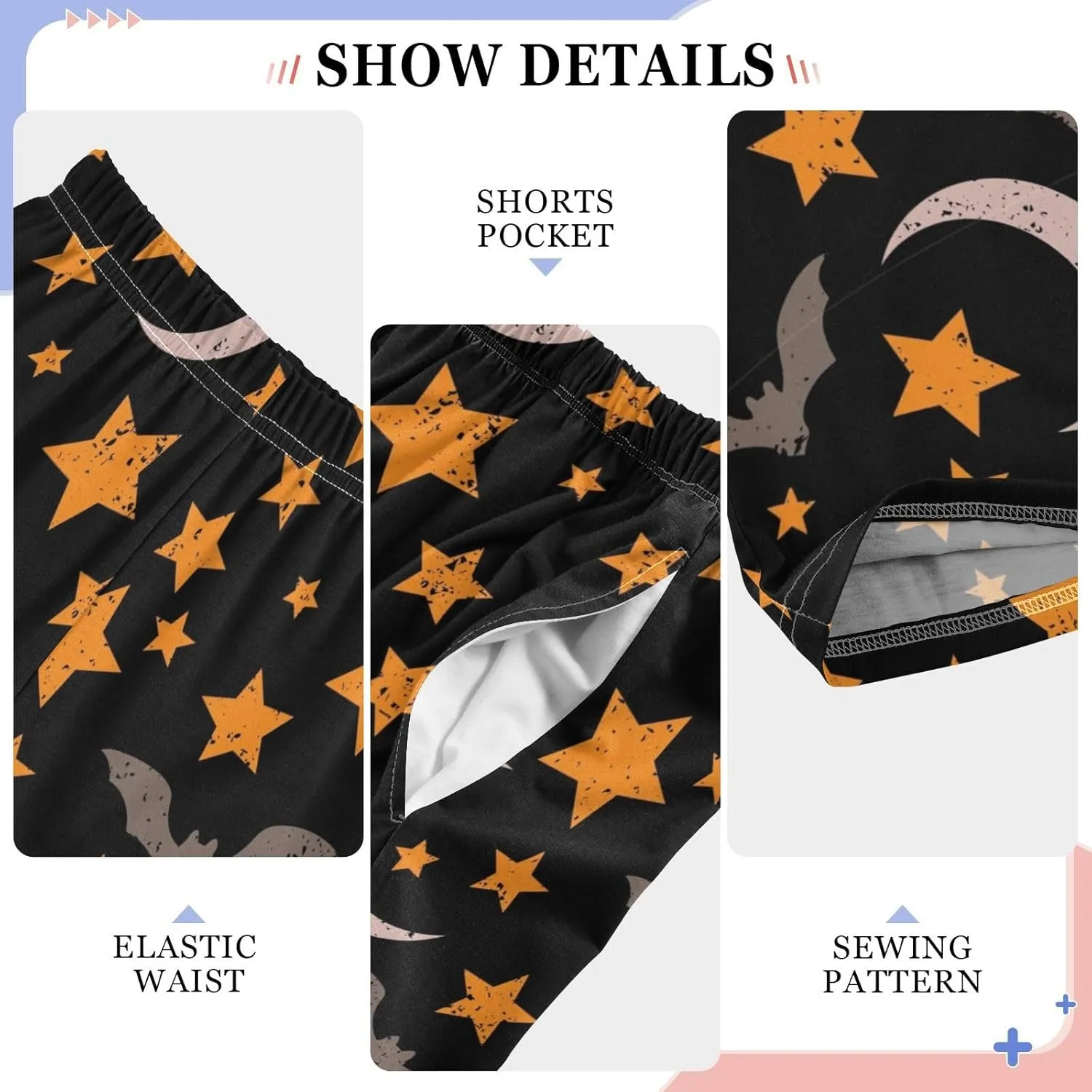 Pigsaly Boys' Pants Halloween Grey Black Bats Long Bottoms Orange Stars Pumpkin Jogger Pants Elastic Waist Trousers S