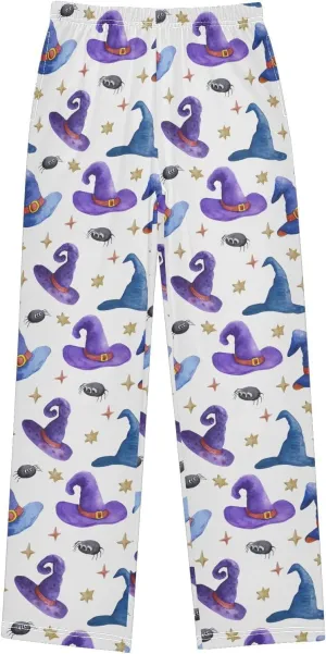 Pigsaly Boys' Pants Halloween Party Witch Hat Long Bottoms Gold Star Jogger Pants Elastic Waist Trousers with Pockets S
