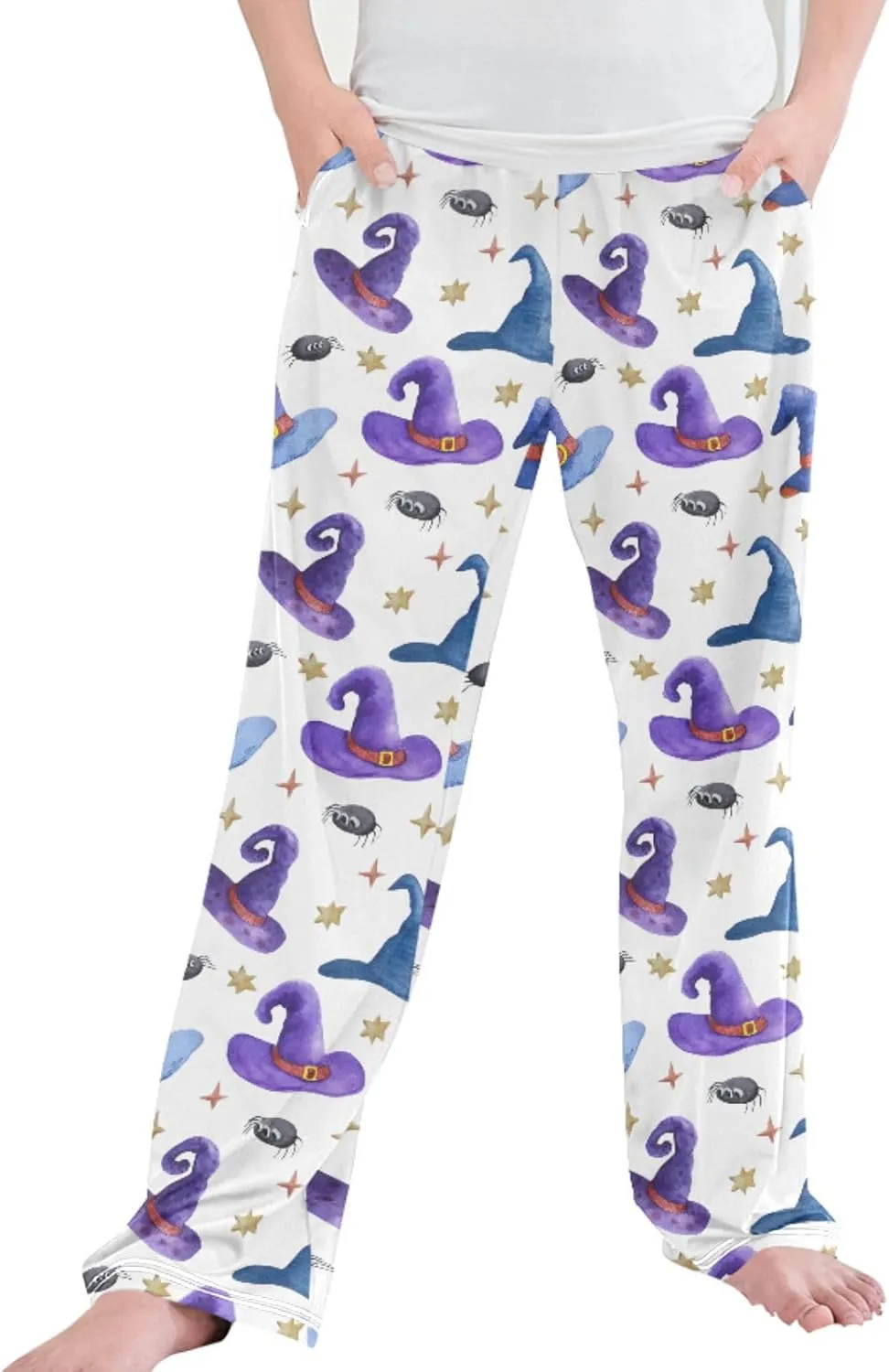 Pigsaly Boys' Pants Halloween Party Witch Hat Long Bottoms Gold Star Jogger Pants Elastic Waist Trousers with Pockets S
