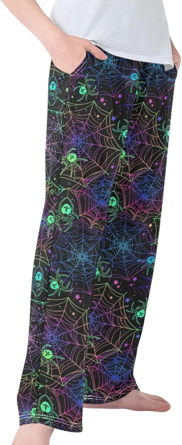 Pigsaly Boys' Pants Halloween Psychedelic Spider Long Bottoms Rainbow Galaxy Stars Jogger Pants Elastic Waist Trousers S
