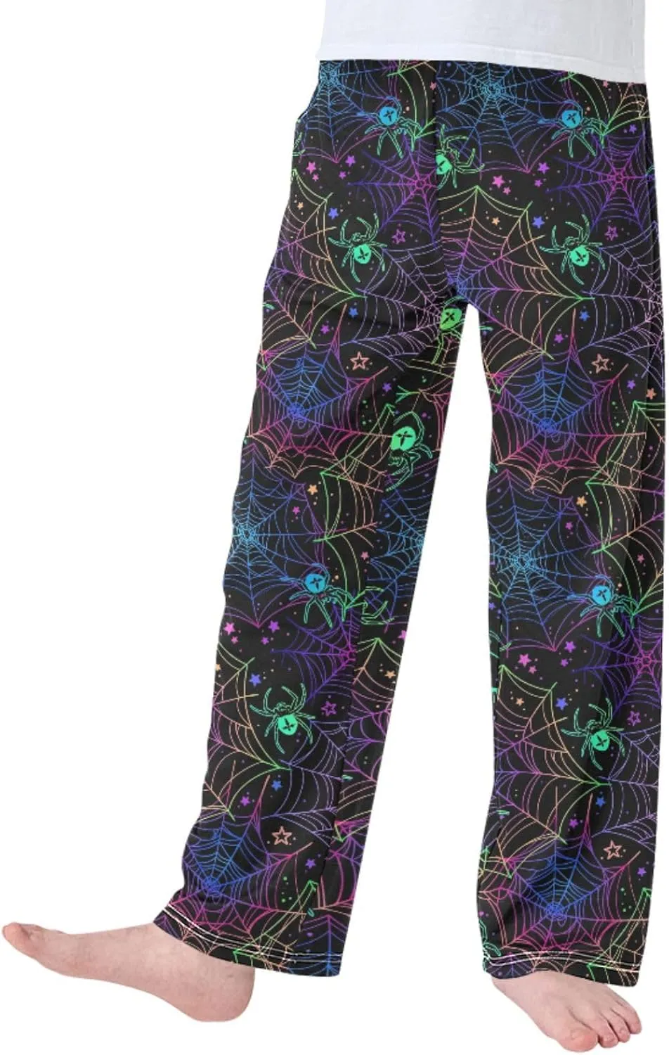 Pigsaly Boys' Pants Halloween Psychedelic Spider Long Bottoms Rainbow Galaxy Stars Jogger Pants Elastic Waist Trousers S
