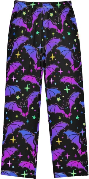 Pigsaly Boys' Pants Halloween Pumpkins Bats Long Bottoms Colorful Stars Jogger Pants Elastic Waist Trousers S