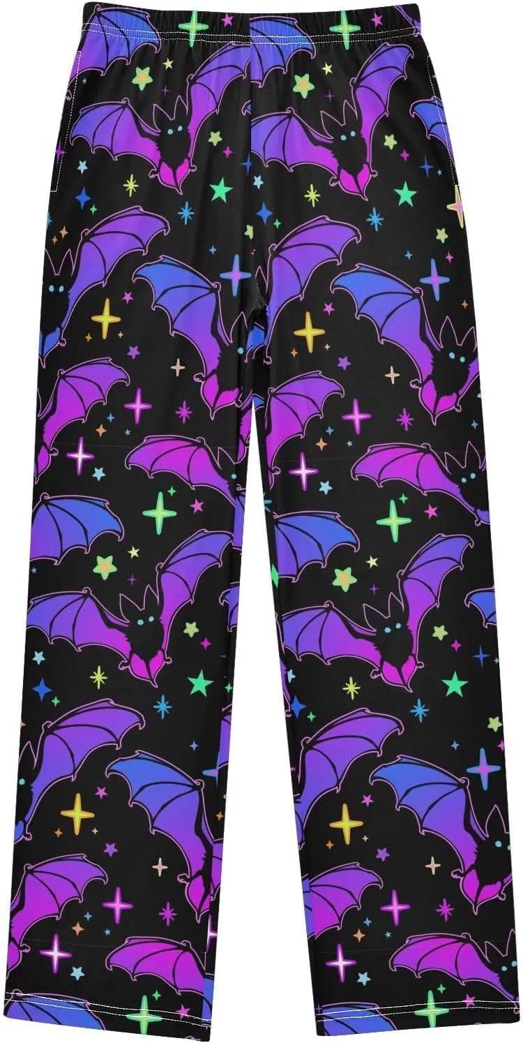 Pigsaly Boys' Pants Halloween Pumpkins Bats Long Bottoms Colorful Stars Jogger Pants Elastic Waist Trousers S