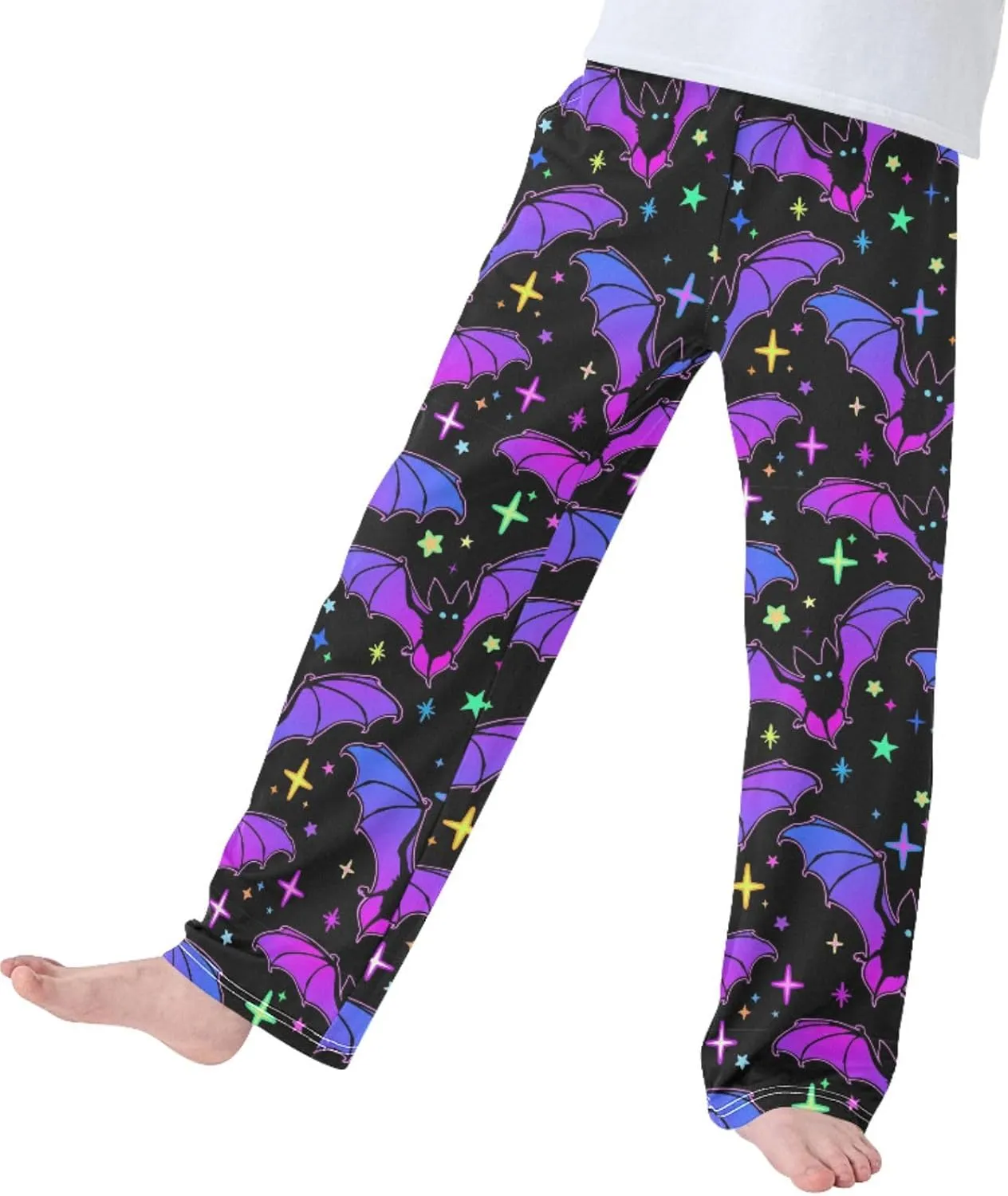 Pigsaly Boys' Pants Halloween Pumpkins Bats Long Bottoms Colorful Stars Jogger Pants Elastic Waist Trousers S