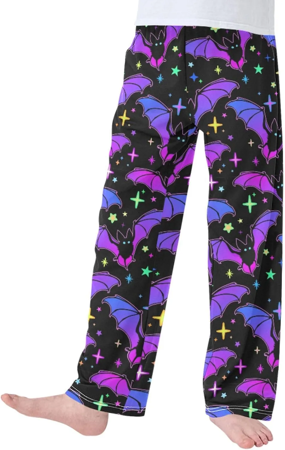 Pigsaly Boys' Pants Halloween Pumpkins Bats Long Bottoms Colorful Stars Jogger Pants Elastic Waist Trousers S