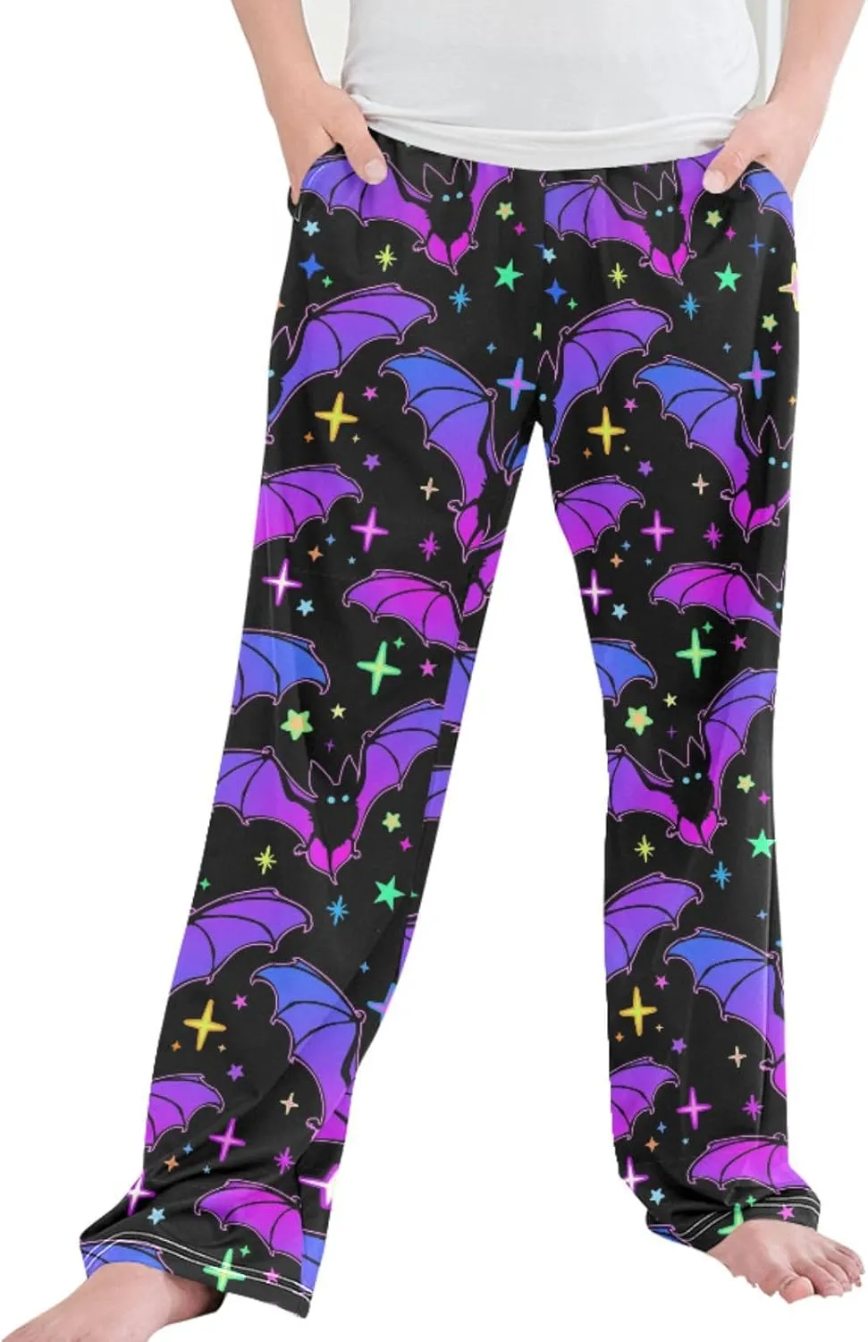 Pigsaly Boys' Pants Halloween Pumpkins Bats Long Bottoms Colorful Stars Jogger Pants Elastic Waist Trousers S