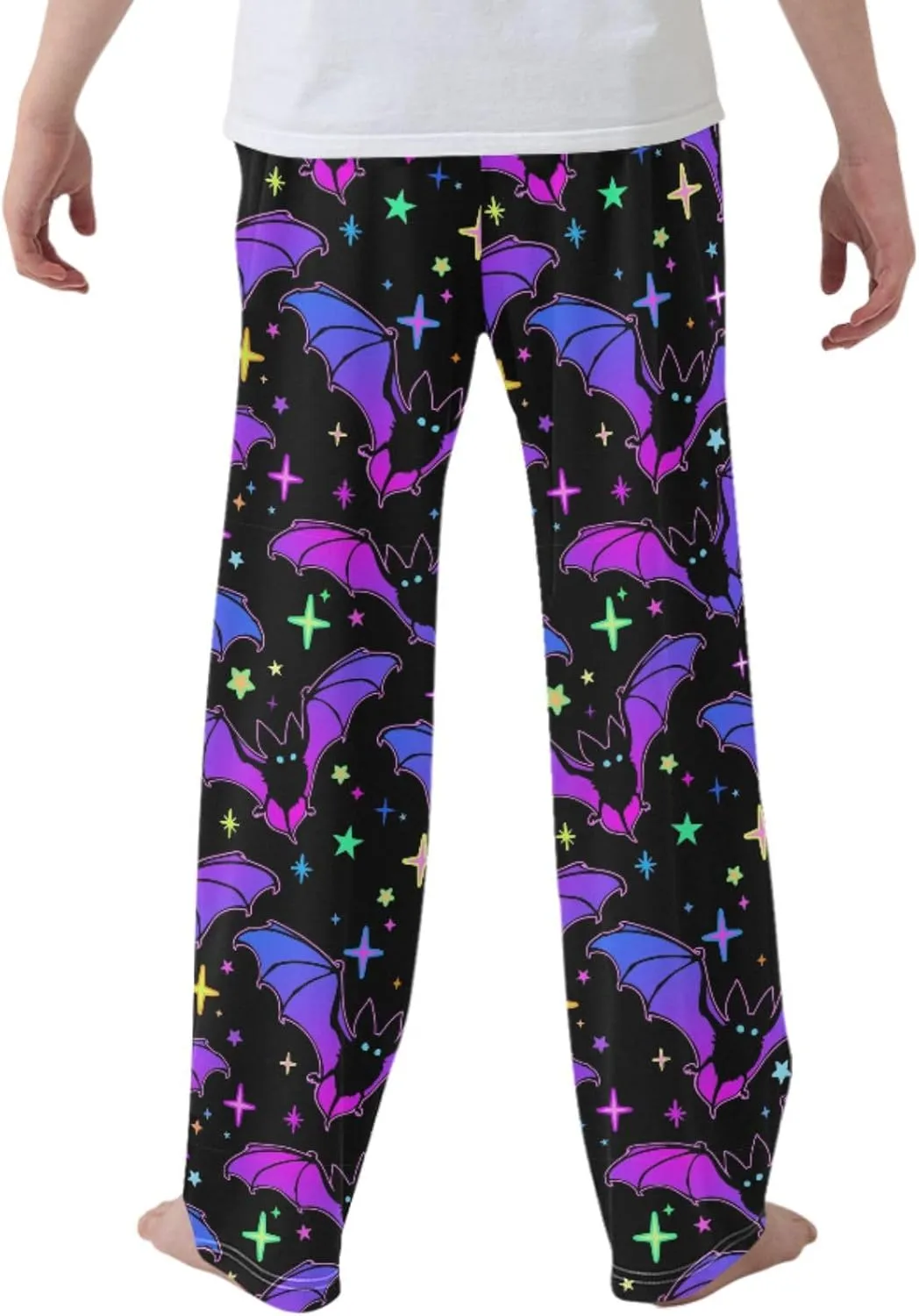 Pigsaly Boys' Pants Halloween Pumpkins Bats Long Bottoms Colorful Stars Jogger Pants Elastic Waist Trousers S