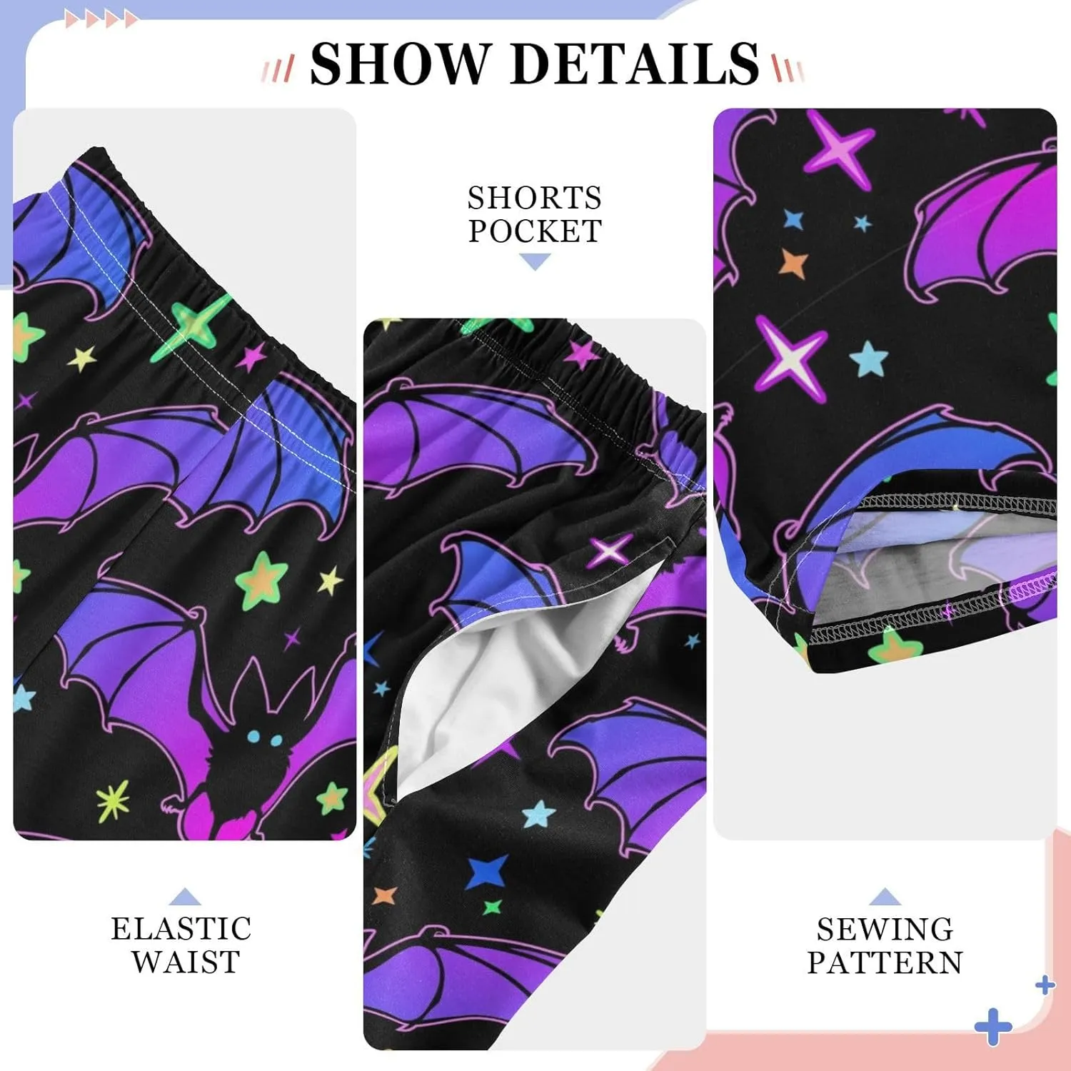Pigsaly Boys' Pants Halloween Pumpkins Bats Long Bottoms Colorful Stars Jogger Pants Elastic Waist Trousers S