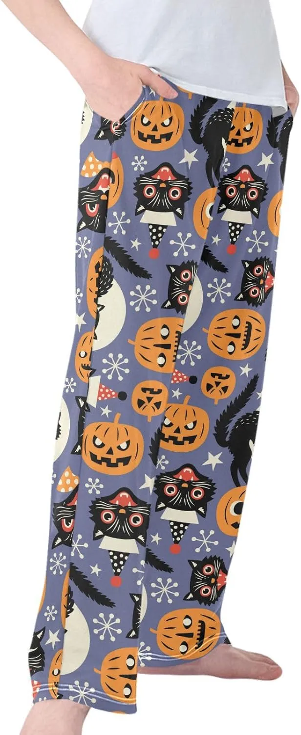 Pigsaly Boys' Pants Halloween Vintage Spooky Cats Long Bottoms Pumpkins Star Jogger Pants Elastic Waist Trousers Pockets S